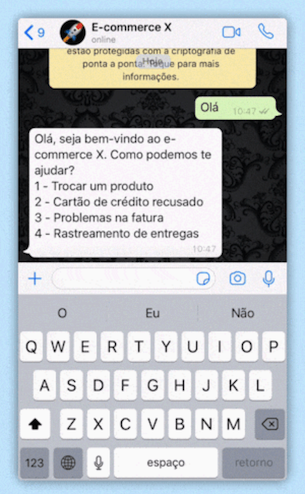 Chatbot funcionando no WhatsApp